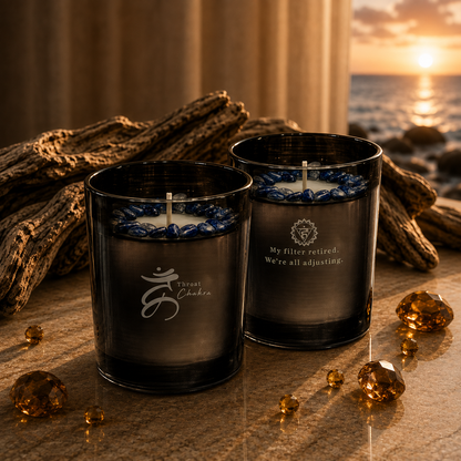 Throat Chakra Crystal Candle, 10oz