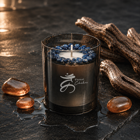 Throat Chakra Crystal Candle, 10oz