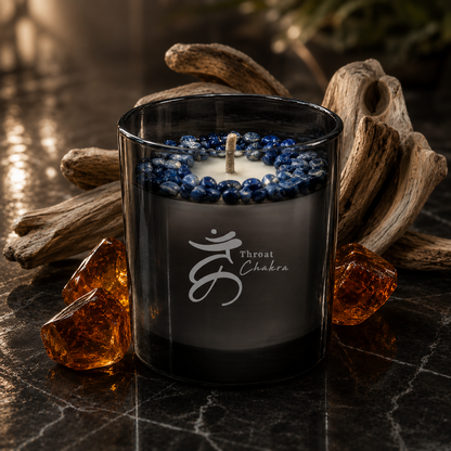 Throat Chakra Crystal Candle, 10oz