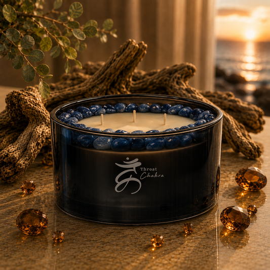 Throat Chakra 3-Wick Crystal Candle, 16oz