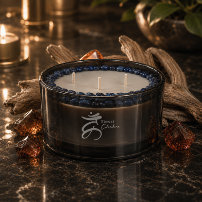 Throat Chakra 3-Wick Crystal Candle, 16oz