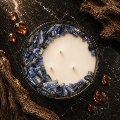 Throat Chakra 3-Wick Crystal Candle, 16oz
