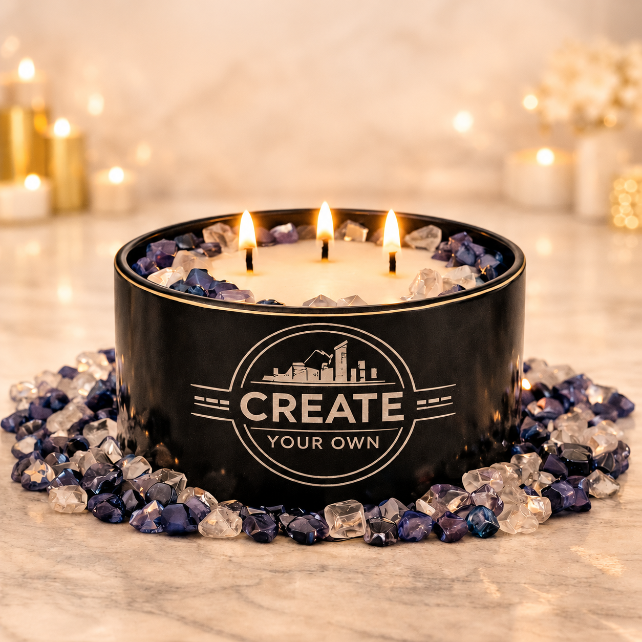 Custom Engraved 3-Wick Crystal Candle, 16oz