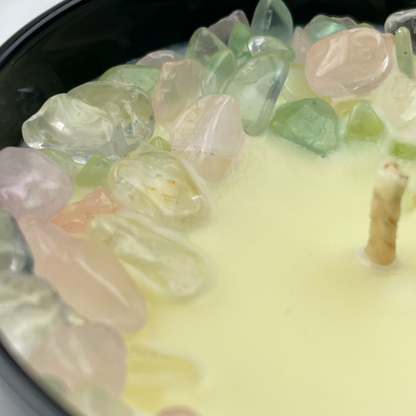 Cancer Zodiac Crystal Candle with Green Fluorite, Rose, and Crystal Quartz | Coconut-Soy Wax Candle, 9oz