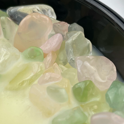 Cancer Zodiac Crystal Candle with Green Fluorite, Rose, and Crystal Quartz | Coconut-Soy Wax Candle, 9oz