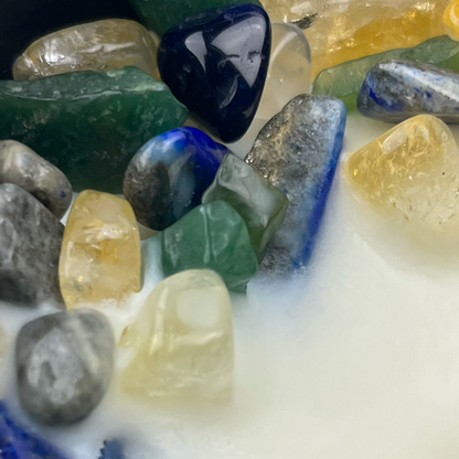 Virgo Zodiac Crystal Candle with Citrine, Lapis Lazuli, and Green Aventurine | Coconut-Soy Wax Candle, 9oz