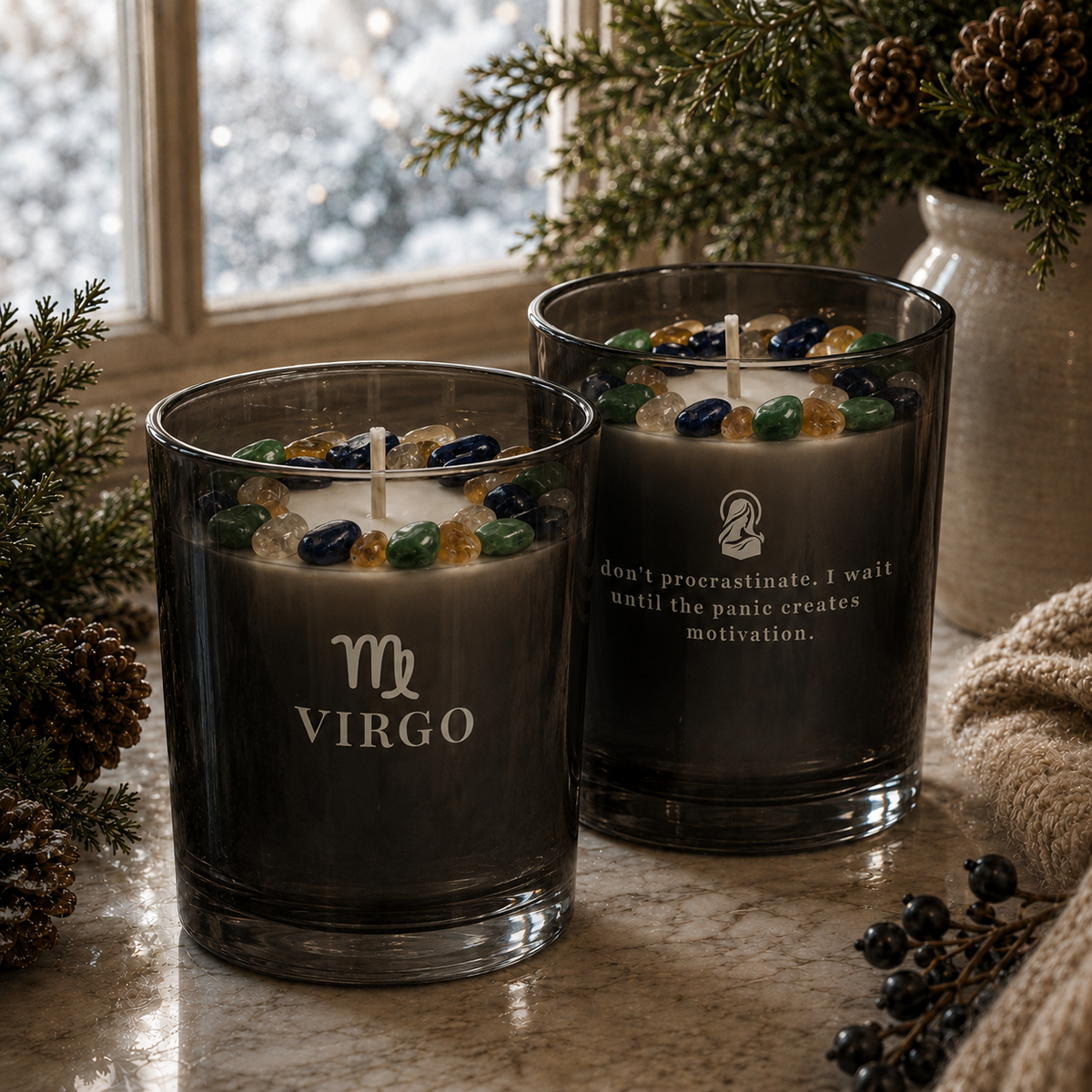 Virgo Zodiac Crystal Candle, 10oz