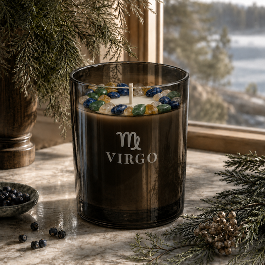 Virgo Zodiac Crystal Candle, 10oz