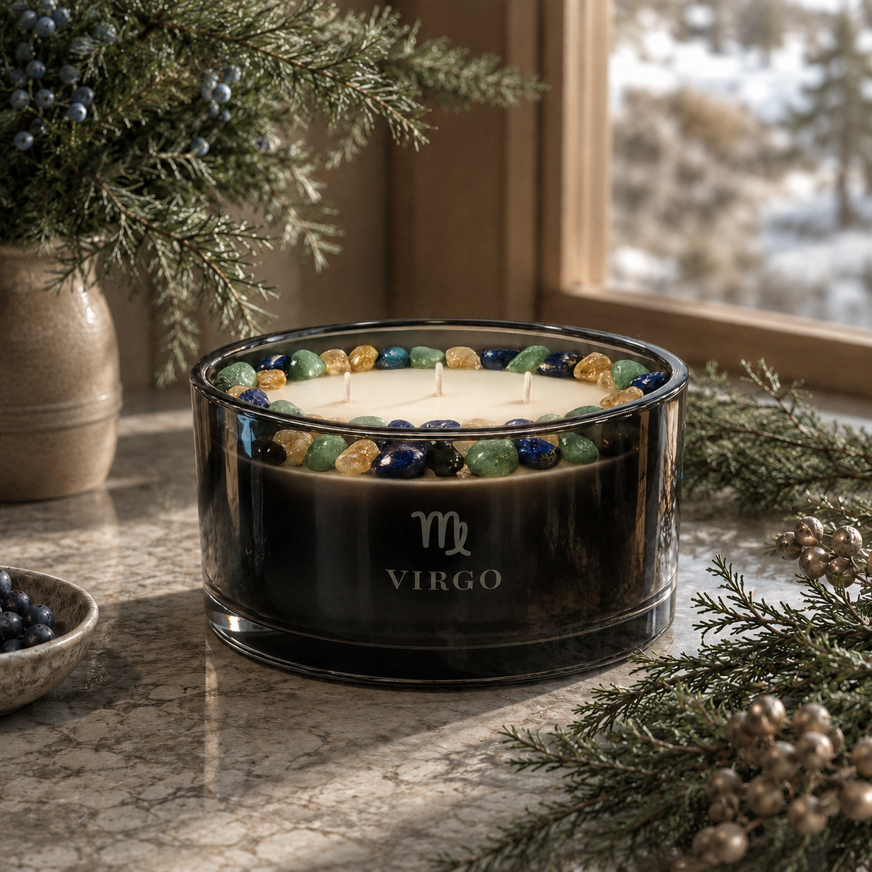Virgo Zodiac 3-Wick Crystal Candle, 16oz