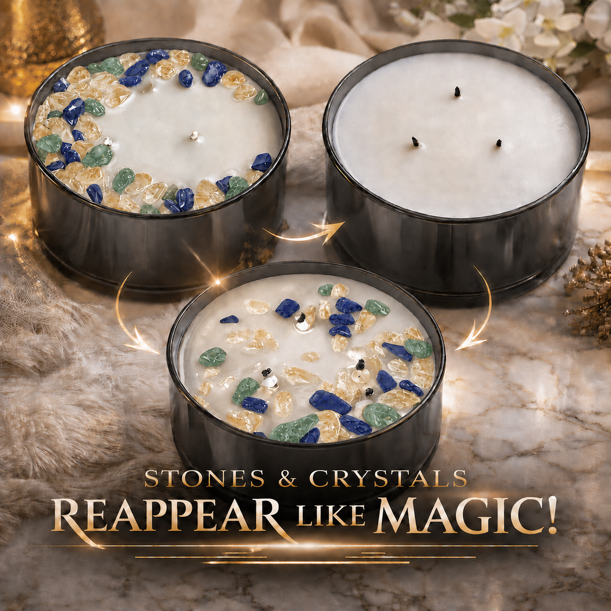 Botanical Gin & Juniper Handcrafted Crystal-Infused Coconut Soy 3-Wick Scented Candle, 16oz