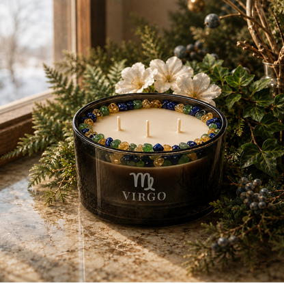 Virgo Zodiac 3-Wick Crystal Candle, 16oz