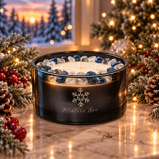 Winter's Eve Handcrafted Crystal-Infused Coconut Soy 3-Wick Scented Candle, 16oz