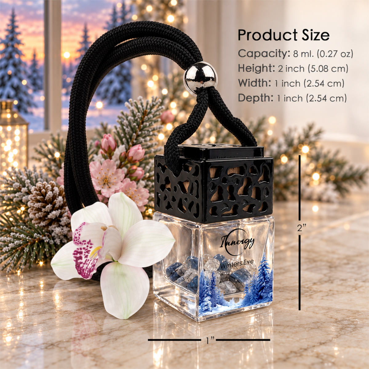 Limited Edition: Winters Eve Crystal-Enhanced Oil Diffuser, Car Air Freshener, 8ml
