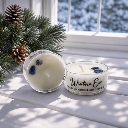 Winters Eve, Premium Coconut-Soy Wax Tea Light Crystal Candle, 1oz