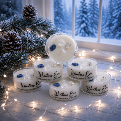Winters Eve, Premium Coconut-Soy Wax Tea Light Crystal Candle, 1oz
