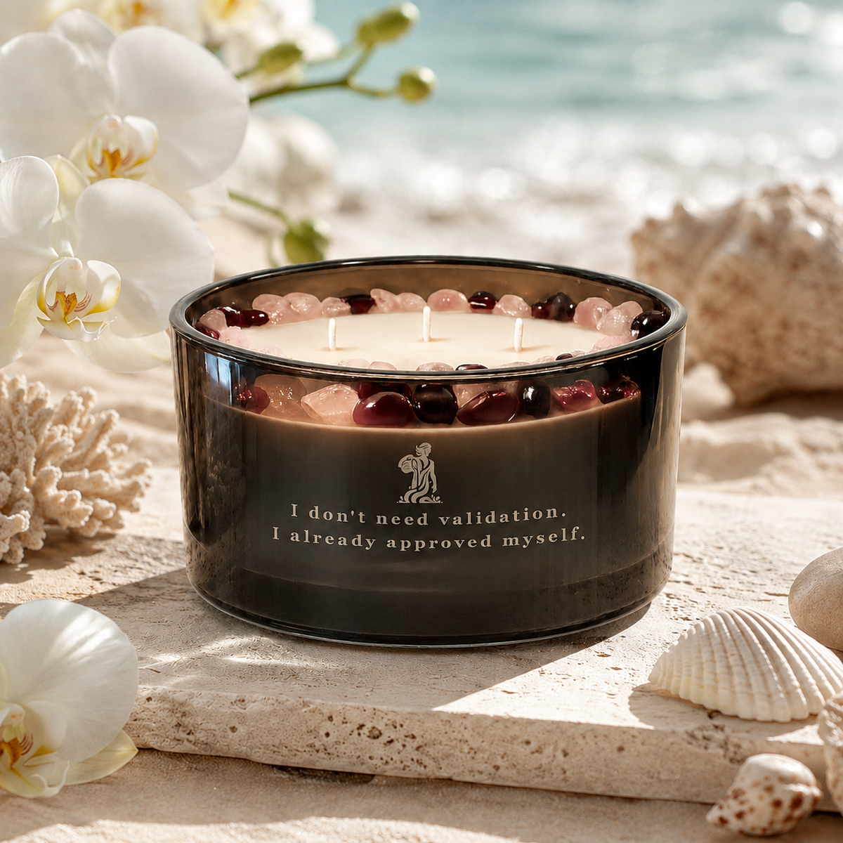 Aquarius Zodiac Handcrafted Crystal-Infused Coconut Soy 3-Wick Scented Candle, 16oz