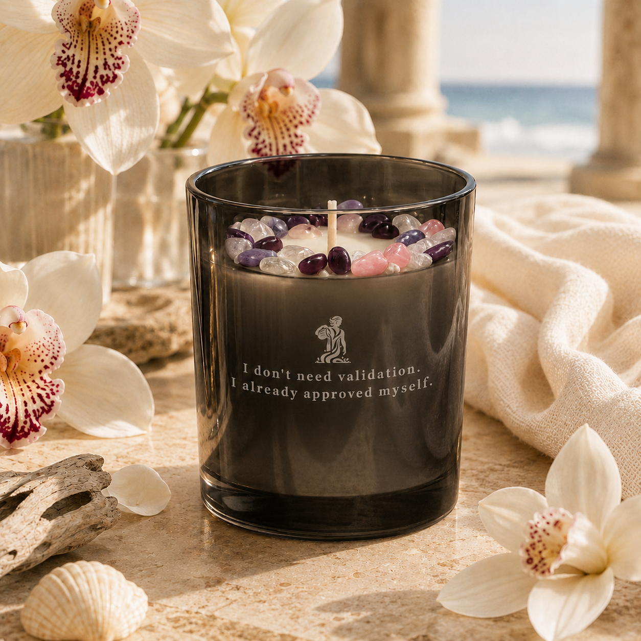 Aquarius Zodiac Crystal Candle, 10oz