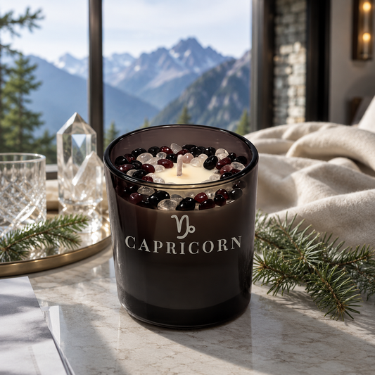 Capricorn Zodiac Crystal Candle, 10oz