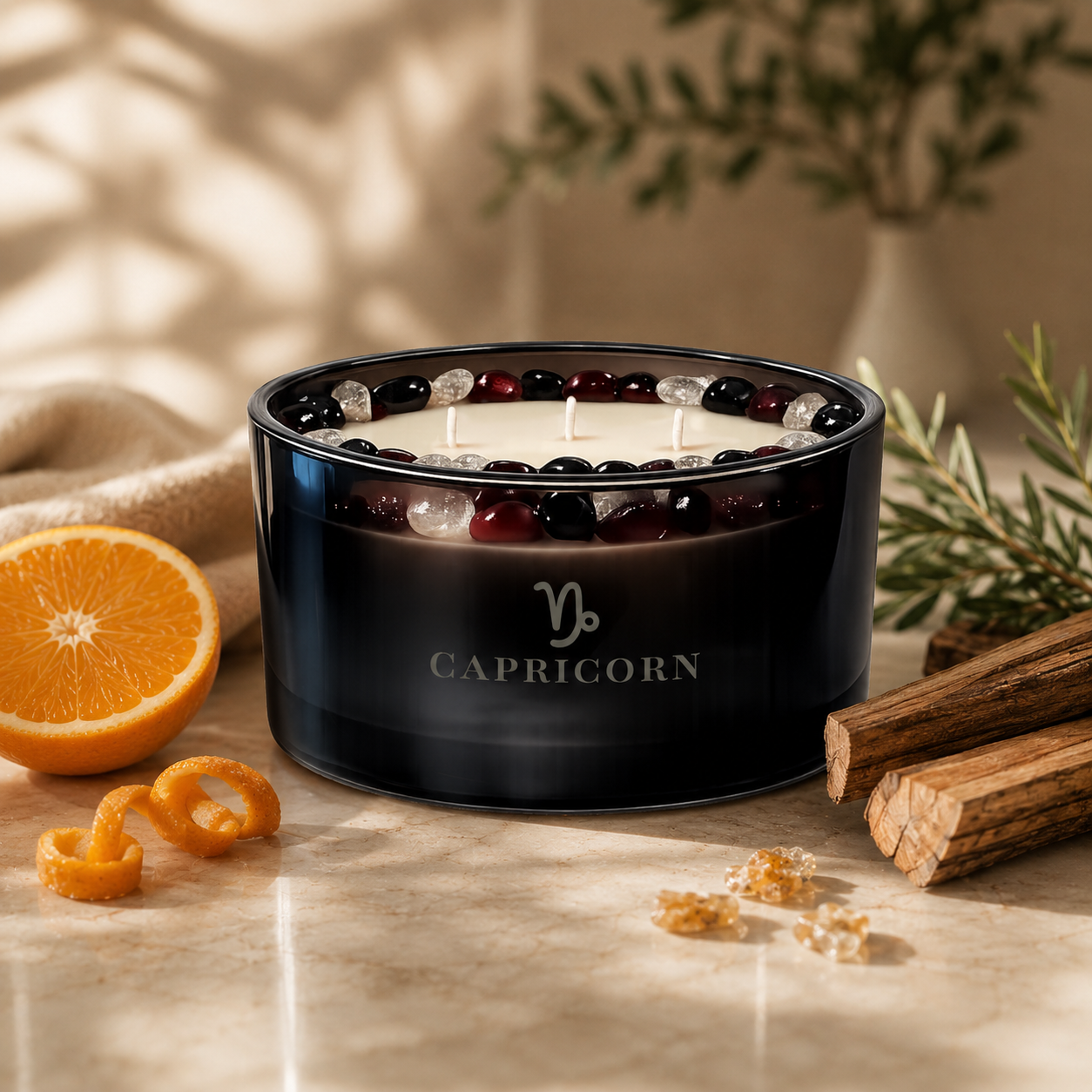 Capricorn Zodiac 3-Wick Crystal Candle, 16oz