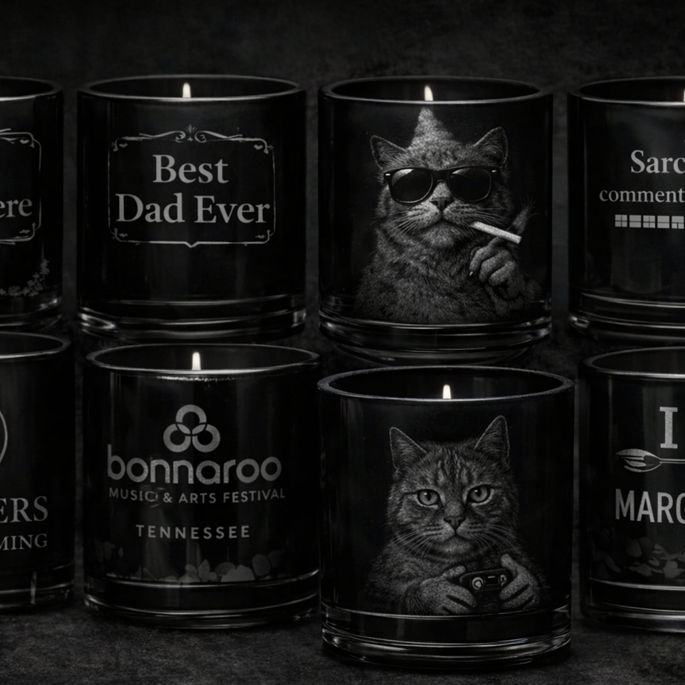 Custom Engraved Crystal Candle, Single Wick