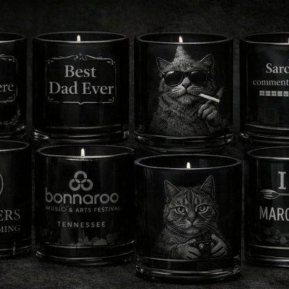 Custom Engraved Crystal Candle, Single Wick