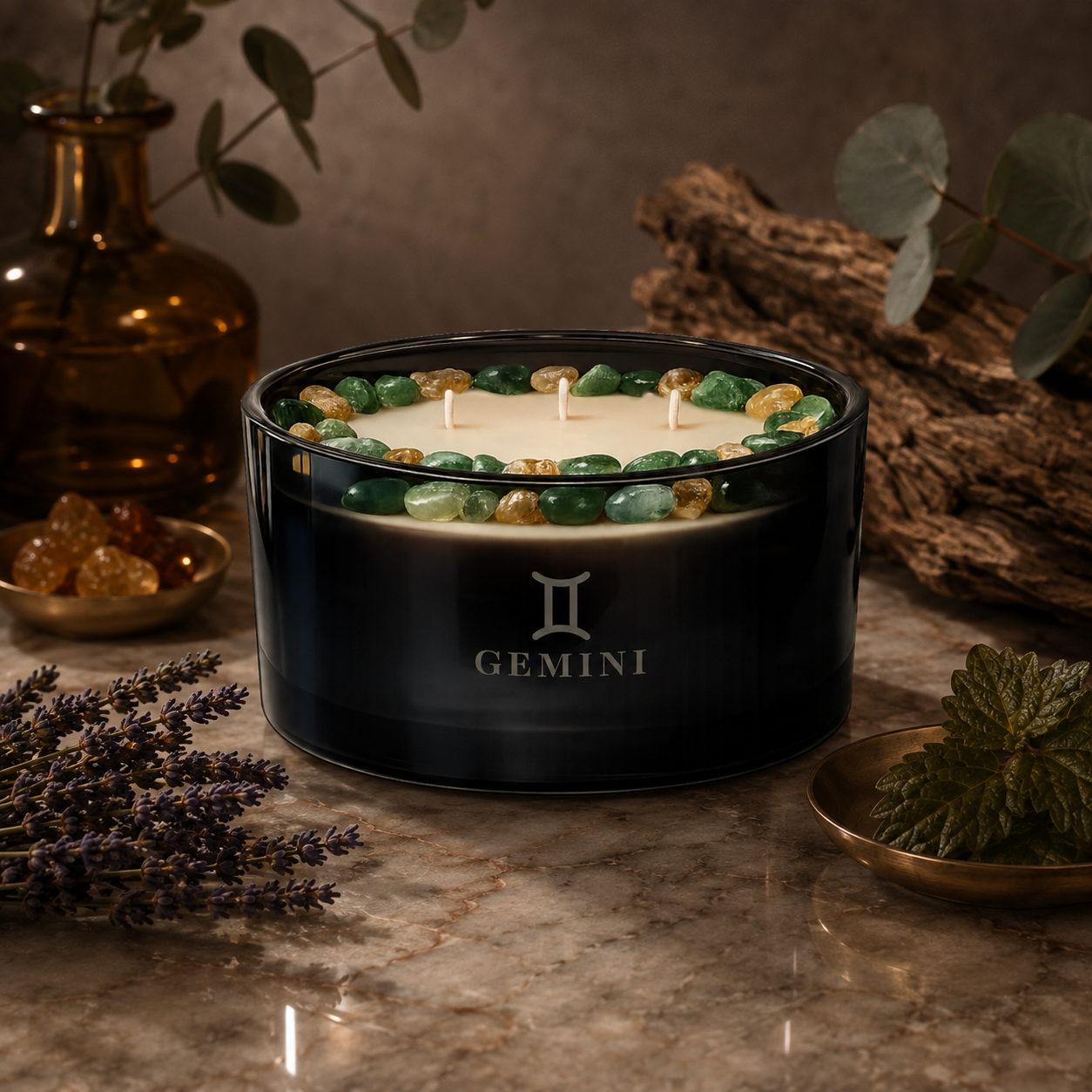 Gemini Zodiac 3-Wick Crystal Candle, 16oz