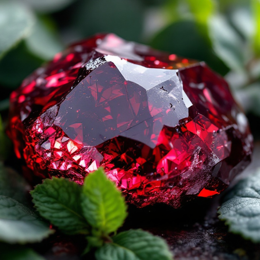 Cool Eucalyptus Mint Crystal Candle with Garnet | Coconut-Soy Wax Candle, 9oz