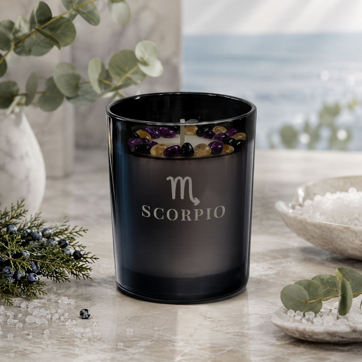 Scorpio Zodiac Crystal Candle, 10oz