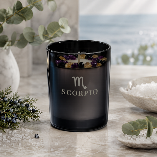Scorpio Zodiac Crystal Candle, 10oz