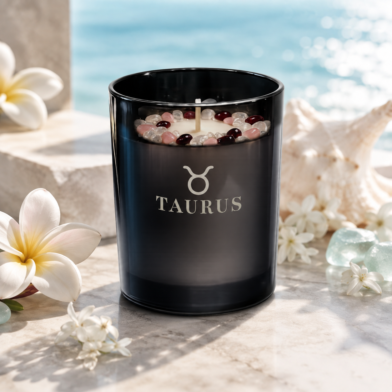 Taurus Zodiac Crystal Candle, 10oz