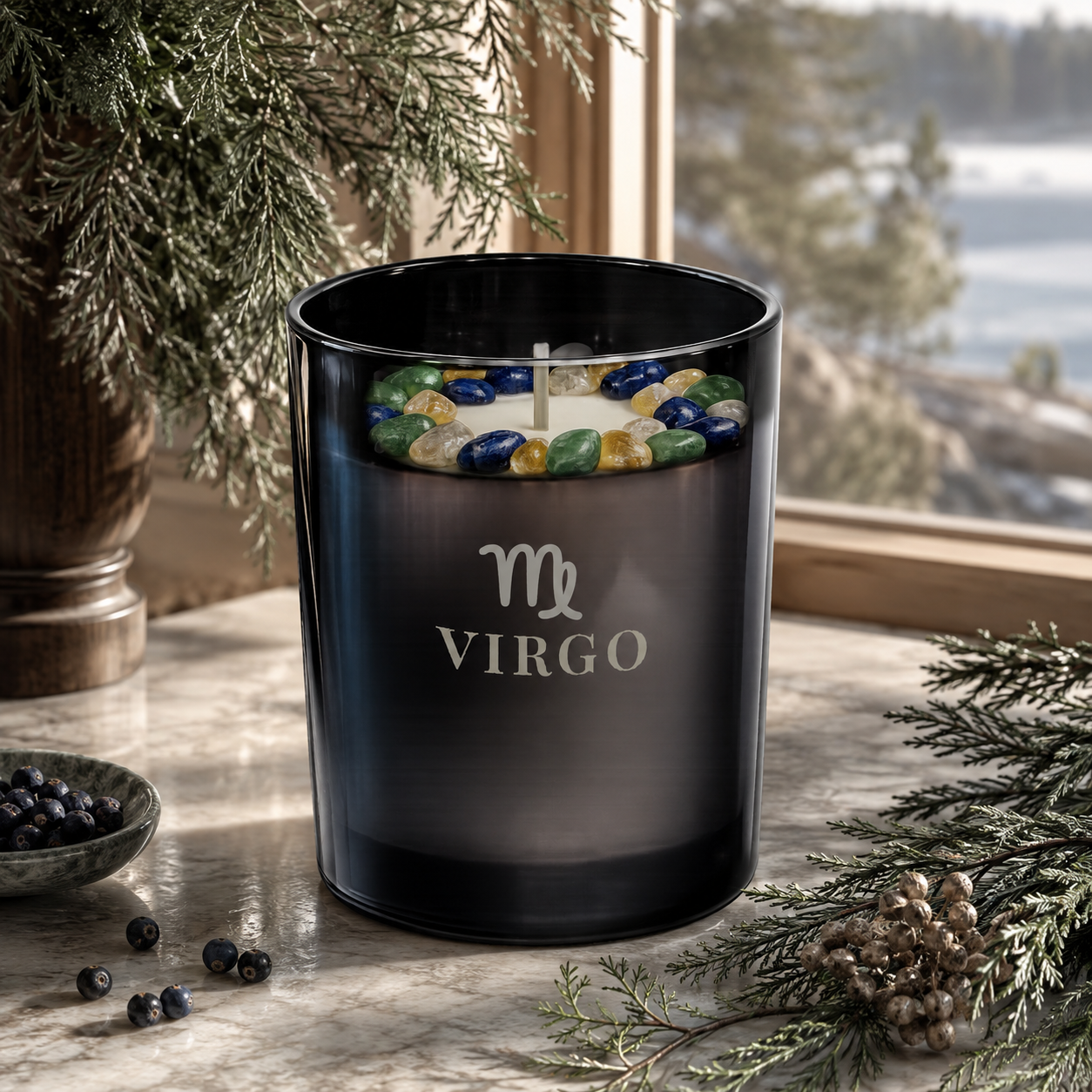 Virgo Zodiac Crystal Candle, 10oz